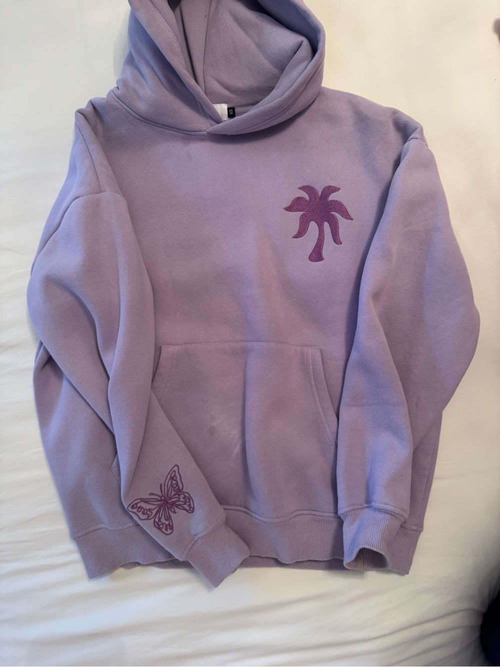 Purple “For The Hope of It All” Pink Palm Puff Hoodie